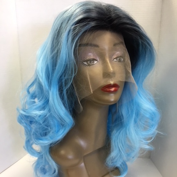 Ombre Blue Lace Front Synthetic Wig - Picture 2 of 6